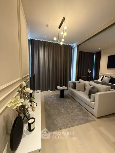 Elegant modern living room with stylish decor and cozy ambiance