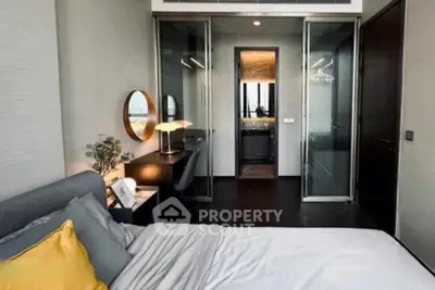 Modern bedroom with ensuite bathroom and stylish decor