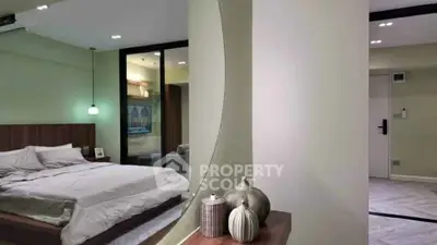 Modern bedroom with stylish decor and cozy ambiance