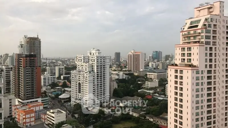 Stunning cityscape view showcasing modern high-rise buildings and urban skyline.