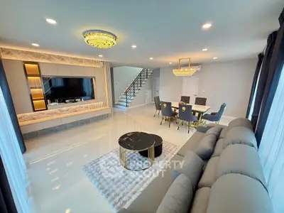 Luxurious modern living room with elegant decor and spacious layout