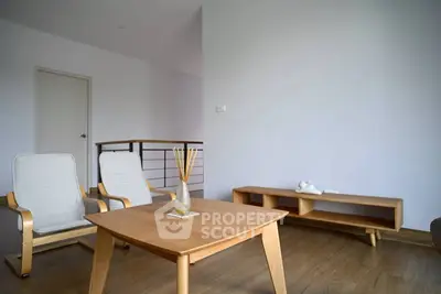 Minimalist living room with wooden furniture and modern decor