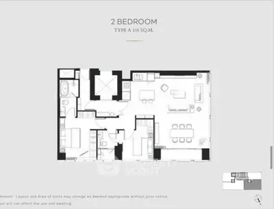 Spacious 2-bedroom apartment floor plan with modern layout and ample living space.