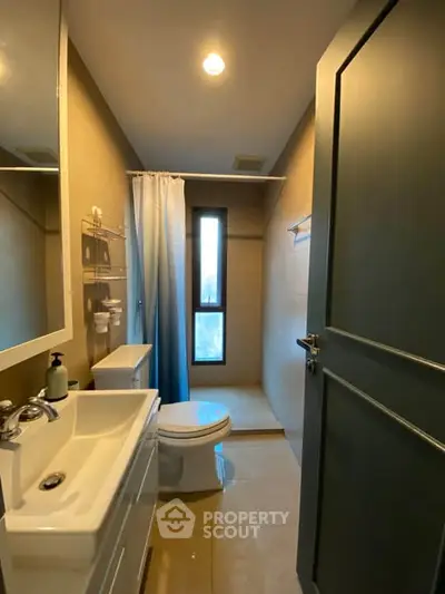Modern bathroom with sleek fixtures and natural light