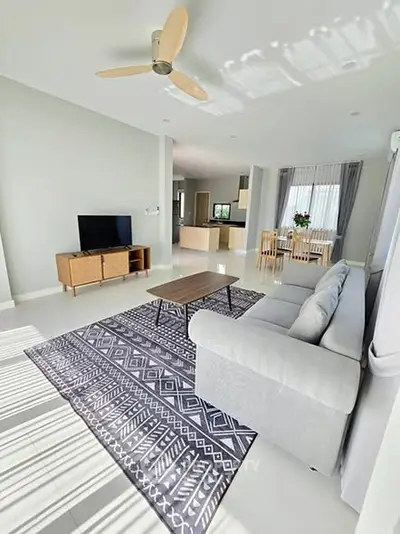 Spacious modern living room with stylish decor and open layout