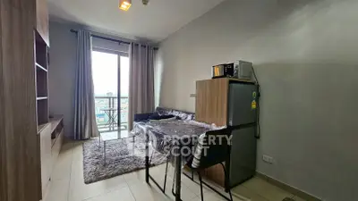 Cozy apartment living room with balcony and modern furnishings