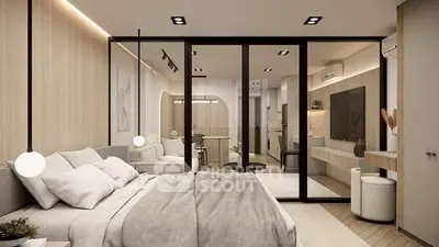 Modern bedroom with open layout and stylish decor