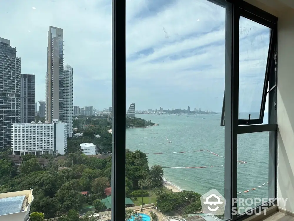 Stunning high-rise ocean view from modern apartment window