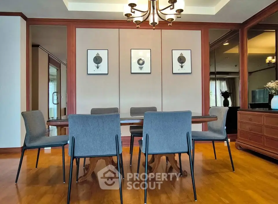 Elegant dining room with modern furniture and stylish decor