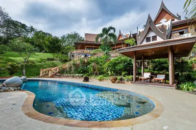 Luxurious tropical villa with stunning pool and lush garden landscape