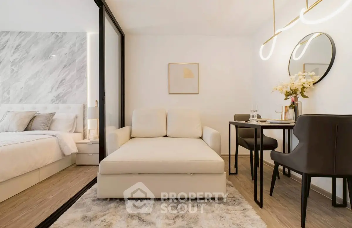 Modern studio apartment with stylish decor and cozy ambiance