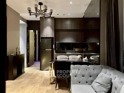 Luxurious modern living room with elegant dining area and stylish lighting