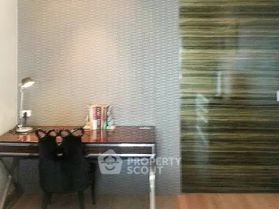 Stylish study area with modern desk and elegant chair, perfect for productivity and focus.