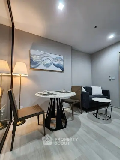 Modern living room with stylish furniture and elegant decor