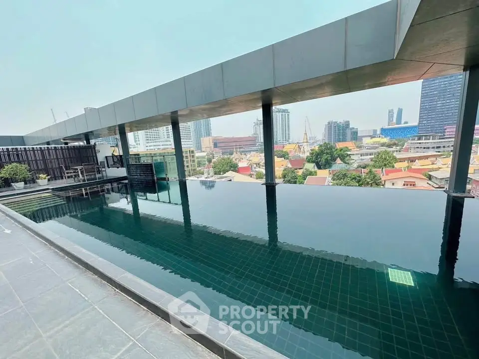Luxurious rooftop infinity pool with stunning cityscape views, perfect for relaxation and leisure.
