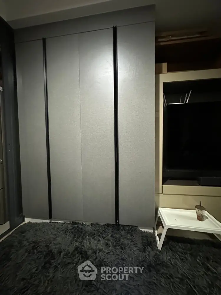 Modern interior with sleek wardrobe and cozy carpet