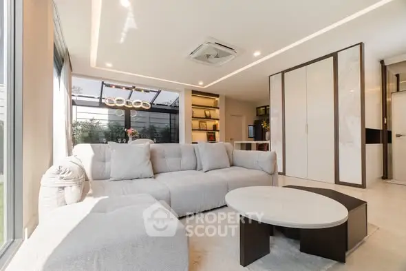 Luxurious modern living room with plush sofa and elegant decor