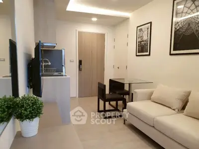 Modern living room with sleek furniture and stylish decor