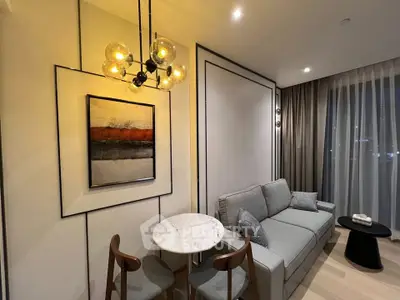 Modern living room with stylish decor and cozy seating area