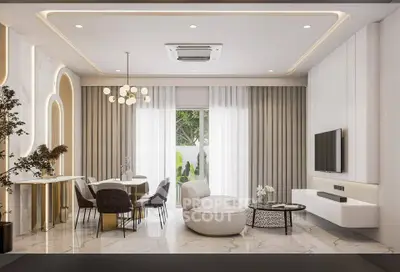 Luxurious modern living room with elegant decor and natural light