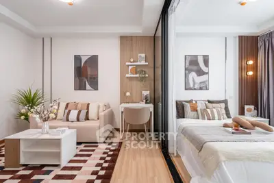 Modern studio apartment with stylish decor and cozy furnishings