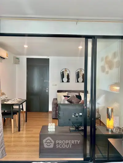 Modern living room with sleek furniture and stylish decor