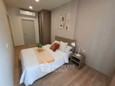 Modern cozy bedroom with stylish decor and natural light