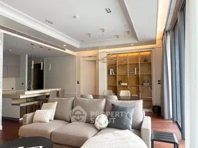 Luxurious modern living room with open kitchen and elegant decor
