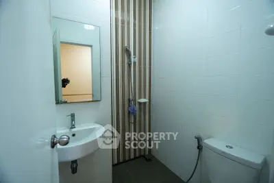 Modern bathroom with sleek design and shower area