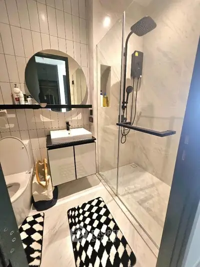 Modern bathroom with sleek shower and stylish decor