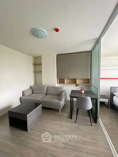 Modern living room with sleek furniture and minimalist design