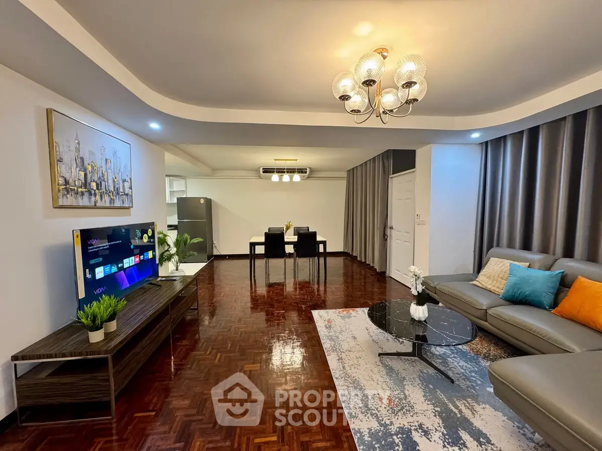 Spacious modern living room with stylish decor and open layout