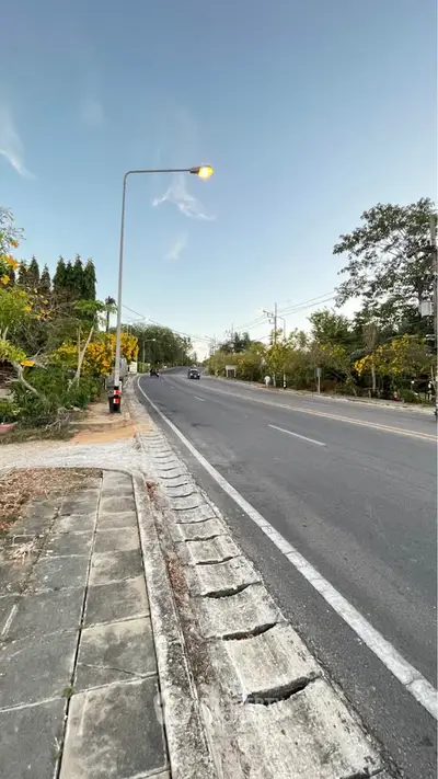 Scenic road view with lush greenery and clear skies, perfect for serene living.