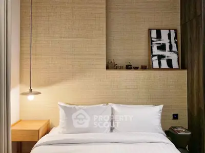 Cozy bedroom with modern decor and ambient lighting