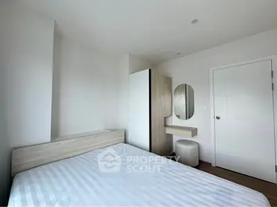 Modern minimalist bedroom with stylish furniture and natural light