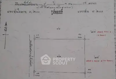 Detailed schematic plan of a property with precise measurements and orientation.