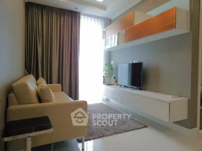 Modern living room with sleek furniture and natural light