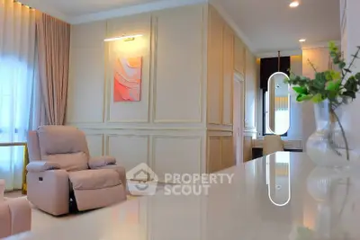 Luxurious living room with elegant decor and plush seating