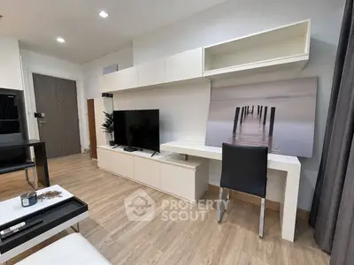 Modern living room with sleek furniture and stylish decor