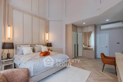 Luxurious modern bedroom with elegant decor and spacious layout