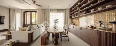 Luxurious living room with elegant decor and spacious layout, featuring modern furniture and natural light.