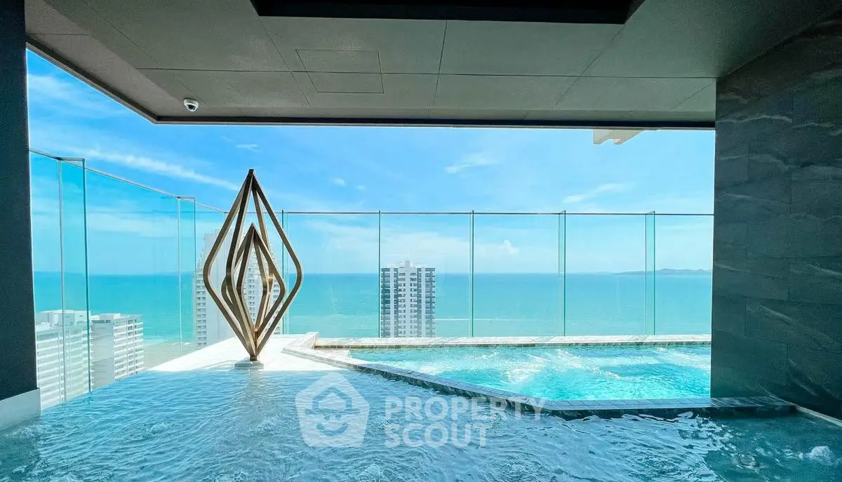 Luxurious rooftop pool with stunning ocean view and modern design.