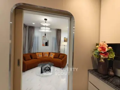Stylish living room with modern decor and cozy seating area
