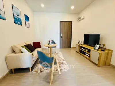 Modern living room with cozy furniture and stylish decor
