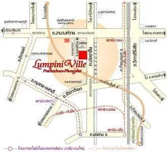 Map showing Lumpini Ville location in Prachuap Khiri Khan with nearby streets and landmarks.