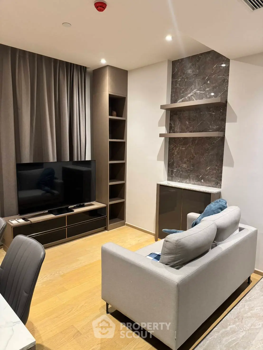 Modern living room with sleek furniture and stylish decor