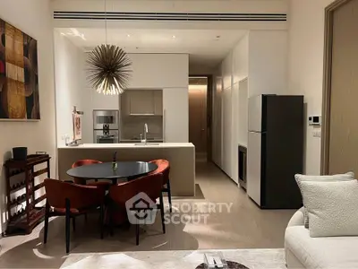 Modern kitchen with open layout and stylish dining area