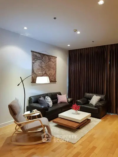 Stylish living room with modern furniture and cozy lighting