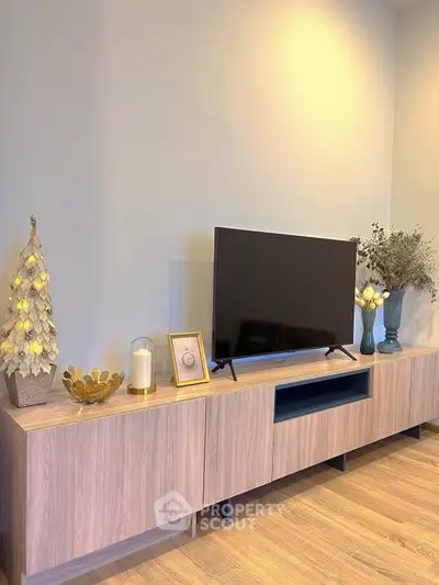 Modern living room with stylish TV stand and elegant decor