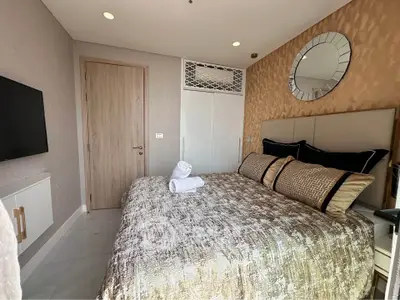 Luxurious bedroom with elegant decor and modern amenities